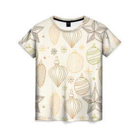 Женская футболка 3D с принтом Ёлка в гости зовет! в Новосибирске, 100% полиэфир ( синтетическое хлопкоподобное полотно) | прямой крой, круглый вырез горловины, длина до линии бедер | ёлочные шары | ёлочный шар | игрушки | новый год снег | снежинки