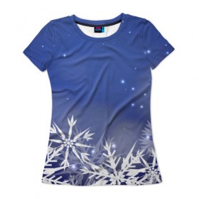 Женская футболка 3D с принтом Зима в Новосибирске, 100% полиэфир ( синтетическое хлопкоподобное полотно) | прямой крой, круглый вырез горловины, длина до линии бедер | елка | новый год | снег | снежинки