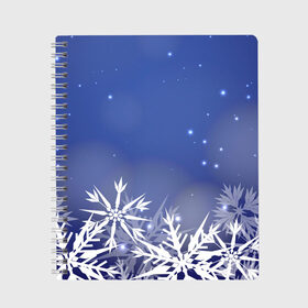 Тетрадь с принтом Зима в Новосибирске, 100% бумага | 48 листов, плотность листов — 60 г/м2, плотность картонной обложки — 250 г/м2. Листы скреплены сбоку удобной пружинной спиралью. Уголки страниц и обложки скругленные. Цвет линий — светло-серый
 | елка | новый год | снег | снежинки