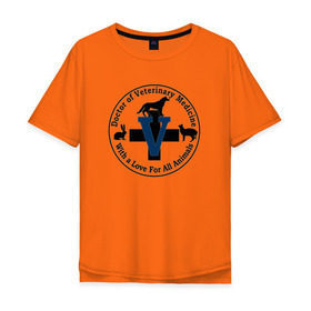 Мужская футболка хлопок Oversize с принтом Доктор ветеринарной медицины в Новосибирске, 100% хлопок | свободный крой, круглый ворот, “спинка” длиннее передней части | cat | dog | вет | ветеринар | ветеринарный врач | врач | доктор | животные | кошка | любовь | собака