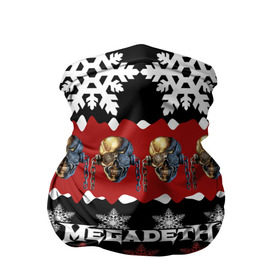 Бандана-труба 3D с принтом Праздничный Megadeth в Новосибирске, 100% полиэстер, ткань с особыми свойствами — Activecool | плотность 150‒180 г/м2; хорошо тянется, но сохраняет форму | Тематика изображения на принте: me | megadeth | группа | дирк вербурен | дэвид эллефсон | дэйв мастейн | знак | кико лоурейро | красный | мегадет | метал | надпись | новогодний | новый год | праздник | рождество | рок | снежинки | трэш