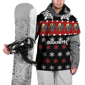 Накидка на куртку 3D с принтом Праздничный Megadeth в Новосибирске, 100% полиэстер |  | Тематика изображения на принте: me | megadeth | группа | дирк вербурен | дэвид эллефсон | дэйв мастейн | знак | кико лоурейро | красный | мегадет | метал | надпись | новогодний | новый год | праздник | рождество | рок | снежинки | трэш