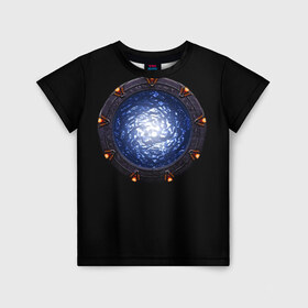 Детская футболка 3D с принтом Stargate в Новосибирске, 100% гипоаллергенный полиэфир | прямой крой, круглый вырез горловины, длина до линии бедер, чуть спущенное плечо, ткань немного тянется | sg1 | wormhole | другие миры | зв1 | звёздные врата | кротовая нора | портал | тоннель | червоточина