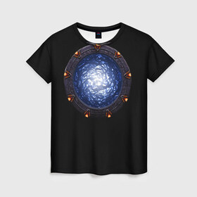 Женская футболка 3D с принтом Stargate в Новосибирске, 100% полиэфир ( синтетическое хлопкоподобное полотно) | прямой крой, круглый вырез горловины, длина до линии бедер | Тематика изображения на принте: sg1 | wormhole | другие миры | зв1 | звёздные врата | кротовая нора | портал | тоннель | червоточина