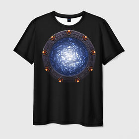 Мужская футболка 3D с принтом Stargate в Новосибирске, 100% полиэфир | прямой крой, круглый вырез горловины, длина до линии бедер | Тематика изображения на принте: sg1 | wormhole | другие миры | зв1 | звёздные врата | кротовая нора | портал | тоннель | червоточина