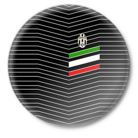 Значок с принтом Juventus 2018 Италия в Новосибирске,  металл | круглая форма, металлическая застежка в виде булавки | Тематика изображения на принте: fc | juventus | спорт | спортивные | фк | футбол | ювентус