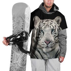 Накидка на куртку 3D с принтом White tiger в Новосибирске, 100% полиэстер |  | tiger white | белый тигр | дикая кошка | тигр