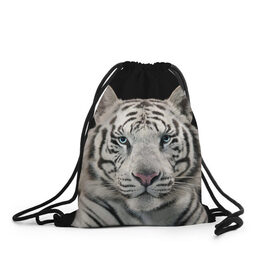Рюкзак-мешок 3D с принтом White tiger в Новосибирске, 100% полиэстер | плотность ткани — 200 г/м2, размер — 35 х 45 см; лямки — толстые шнурки, застежка на шнуровке, без карманов и подкладки | tiger white | белый тигр | дикая кошка | тигр