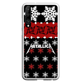 Чехол для Honor P30 с принтом Metallica в Новосибирске, Силикон | Область печати: задняя сторона чехла, без боковых панелей | metallica | джеймс хэтфилд | кирк хэмметт | ларс ульрих | метал | металика | металлика | новогодний | новый год | роберт трухильо | рождество | рок | снежинки | трэш | трэшметал | хард | хардрок | хеви
