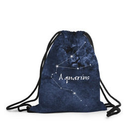 Рюкзак-мешок 3D с принтом Водолей (Aquarius) в Новосибирске, 100% полиэстер | плотность ткани — 200 г/м2, размер — 35 х 45 см; лямки — толстые шнурки, застежка на шнуровке, без карманов и подкладки | aquarius | водолей | звезды | знаки зодиака | космос | созвездие