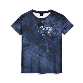 Женская футболка 3D с принтом Дева(Virgo) в Новосибирске, 100% полиэфир ( синтетическое хлопкоподобное полотно) | прямой крой, круглый вырез горловины, длина до линии бедер | virgo | дева | звезды | знаки зодиака | космос | созвездие