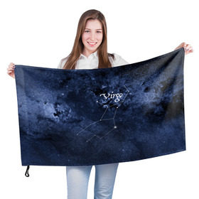 Флаг 3D с принтом Дева(Virgo) в Новосибирске, 100% полиэстер | плотность ткани — 95 г/м2, размер — 67 х 109 см. Принт наносится с одной стороны | virgo | дева | звезды | знаки зодиака | космос | созвездие