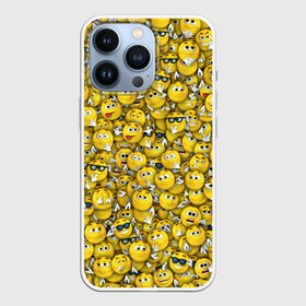 Чехол для iPhone 13 Pro с принтом Веселые смайлики в Новосибирске,  |  | Тематика изображения на принте: emoji | smile | желтый | круглый | лица | паттерн | смайл | улыбка | эмоции