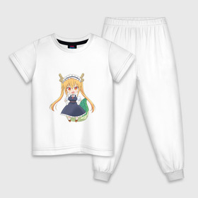 Детская пижама хлопок с принтом Тору в Новосибирске, 100% хлопок |  брюки и футболка прямого кроя, без карманов, на брюках мягкая резинка на поясе и по низу штанин
 | anime | аниме | дракон горничная кобаяши сан | тору