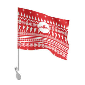 Флаг для автомобиля с принтом Свитер CS GO в Новосибирске, 100% полиэстер | Размер: 30*21 см | counter strike | cs go | happy new year | игры | красный | линии | новогодний | новый год | оружие | снежинки | солдат | стрелок | шутер