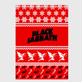 Скетчбук с принтом Праздничный Black Sabbath в Новосибирске, 100% бумага
 | 48 листов, плотность листов — 100 г/м2, плотность картонной обложки — 250 г/м2. Листы скреплены сверху удобной пружинной спиралью | black sabbath | ozzy osbourne | ангелы | билл уорд | гизер батлер | группа | знак | красный | метал | музыка | надпись | новогодний | новый год | оззи | осборн | песни | праздник | ро | рождество | рок | снежинки