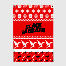 Постер с принтом Праздничный Black Sabbath в Новосибирске, 100% бумага
 | бумага, плотность 150 мг. Матовая, но за счет высокого коэффициента гладкости имеет небольшой блеск и дает на свету блики, но в отличии от глянцевой бумаги не покрыта лаком | black sabbath | ozzy osbourne | ангелы | билл уорд | гизер батлер | группа | знак | красный | метал | музыка | надпись | новогодний | новый год | оззи | осборн | песни | праздник | ро | рождество | рок | снежинки