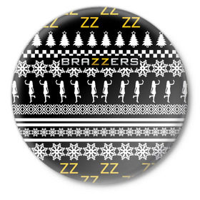 Значок с принтом Brazzers Новогодний в Новосибирске,  металл | круглая форма, металлическая застежка в виде булавки | Тематика изображения на принте: brand | brazzers | fake taxi | faketaxi | hub | mode | new year | playboy | бразерс | бренд | мода | новогодний | новогодний brazzers | новогодний браззерс | новый год | фейк такси