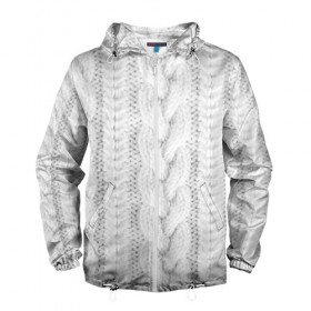 Мужская ветровка 3D с принтом вязаный свитер в Новосибирске, 100% полиэстер | подол и капюшон оформлены резинкой с фиксаторами, два кармана без застежек по бокам, один потайной карман на груди | 