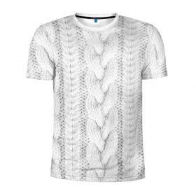 Мужская футболка 3D спортивная с принтом вязаный свитер в Новосибирске, 100% полиэстер с улучшенными характеристиками | приталенный силуэт, круглая горловина, широкие плечи, сужается к линии бедра | 