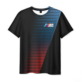 Мужская футболка 3D с принтом BMW 2018 Brand Colors Lines в Новосибирске, 100% полиэфир | прямой крой, круглый вырез горловины, длина до линии бедер | Тематика изображения на принте: 