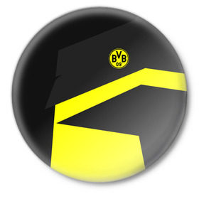 Значок с принтом Borussia 2018 Geometry Sport в Новосибирске,  металл | круглая форма, металлическая застежка в виде булавки | Тематика изображения на принте: fc |  borussia dortmund | боруссия | спорт | спортивные | фк | футбол | футбольный клуб
