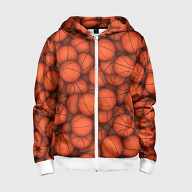 Детская толстовка 3D на молнии с принтом Баскетбольные мячи в Новосибирске, 100% полиэстер |  манжеты и пояс оформлены широкой мягкой резинкой, двухслойный капюшон со шнурком для регулировки, спереди карманы и застежка-молния
 | Тематика изображения на принте: basketball | баскетбол | мяч | мячик | оранжевый | паттерн | спорт | текстура