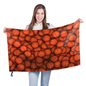 Флаг 3D с принтом Баскетбольные мячи в Новосибирске, 100% полиэстер | плотность ткани — 95 г/м2, размер — 67 х 109 см. Принт наносится с одной стороны | Тематика изображения на принте: basketball | баскетбол | мяч | мячик | оранжевый | паттерн | спорт | текстура