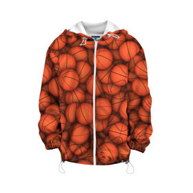 Детская куртка 3D с принтом Баскетбольные мячи в Новосибирске, 100% полиэстер | застежка — молния, подол и капюшон оформлены резинкой с фиксаторами, по бокам — два кармана без застежек, один потайной карман на груди, плотность верхнего слоя — 90 г/м2; плотность флисового подклада — 260 г/м2 | basketball | баскетбол | мяч | мячик | оранжевый | паттерн | спорт | текстура