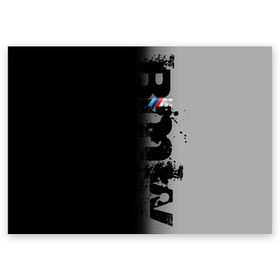 Поздравительная открытка с принтом BMW M BLACK GREY в Новосибирске, 100% бумага | плотность бумаги 280 г/м2, матовая, на обратной стороне линовка и место для марки
 | bmw | bmw motorsport | bmw performance | carbon | m | motorsport | performance | sport | бмв | карбон | моторспорт | спорт
