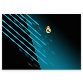 Поздравительная открытка с принтом Real Madrid Creative uniform в Новосибирске, 100% бумага | плотность бумаги 280 г/м2, матовая, на обратной стороне линовка и место для марки
 | Тематика изображения на принте: fc | real madrid | реал мадрид | спорт | спортивные | фк | футбол | футбольный клуб