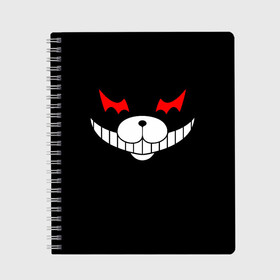 Тетрадь с принтом Monokuma Black в Новосибирске, 100% бумага | 48 листов, плотность листов — 60 г/м2, плотность картонной обложки — 250 г/м2. Листы скреплены сбоку удобной пружинной спиралью. Уголки страниц и обложки скругленные. Цвет линий — светло-серый
 | danganronpa | monokuma | данганронпа | монокума