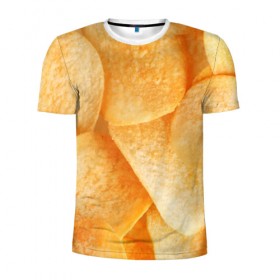 Мужская футболка 3D спортивная с принтом Чипсы в Новосибирске, 100% полиэстер с улучшенными характеристиками | приталенный силуэт, круглая горловина, широкие плечи, сужается к линии бедра | чипсы