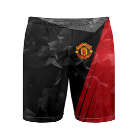 Мужские шорты спортивные с принтом F.C.M.U 2018 Abstract uniform в Новосибирске,  |  | fc | manchester united | манчестер юнайтед | спорт | спортивные | фк | футбол | футбольный клуб