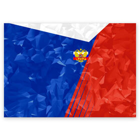 Поздравительная открытка с принтом RUSSIA - Tricolor Collection в Новосибирске, 100% бумага | плотность бумаги 280 г/м2, матовая, на обратной стороне линовка и место для марки
 | Тематика изображения на принте: russia | герб | россия | триколор | флаг