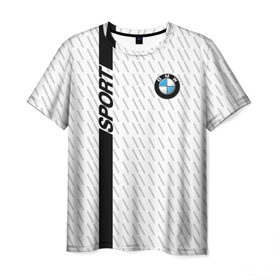 Мужская футболка 3D с принтом BMW 2018 White Sport в Новосибирске, 100% полиэфир | прямой крой, круглый вырез горловины, длина до линии бедер | Тематика изображения на принте: bmw | автомобильные | бмв | машины