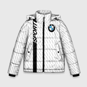 Зимняя куртка для мальчиков 3D с принтом BMW 2018 White Sport в Новосибирске, ткань верха — 100% полиэстер; подклад — 100% полиэстер, утеплитель — 100% полиэстер | длина ниже бедра, удлиненная спинка, воротник стойка и отстегивающийся капюшон. Есть боковые карманы с листочкой на кнопках, утяжки по низу изделия и внутренний карман на молнии. 

Предусмотрены светоотражающий принт на спинке, радужный светоотражающий элемент на пуллере молнии и на резинке для утяжки | Тематика изображения на принте: bmw | автомобильные | бмв | машины