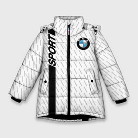 Зимняя куртка для девочек 3D с принтом BMW 2018 White Sport в Новосибирске, ткань верха — 100% полиэстер; подклад — 100% полиэстер, утеплитель — 100% полиэстер. | длина ниже бедра, удлиненная спинка, воротник стойка и отстегивающийся капюшон. Есть боковые карманы с листочкой на кнопках, утяжки по низу изделия и внутренний карман на молнии. 

Предусмотрены светоотражающий принт на спинке, радужный светоотражающий элемент на пуллере молнии и на резинке для утяжки. | Тематика изображения на принте: bmw | автомобильные | бмв | машины