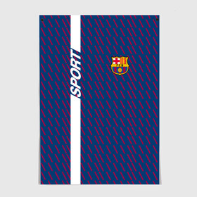 Постер с принтом FC Barca 2018 Creative uniform в Новосибирске, 100% бумага
 | бумага, плотность 150 мг. Матовая, но за счет высокого коэффициента гладкости имеет небольшой блеск и дает на свету блики, но в отличии от глянцевой бумаги не покрыта лаком | fc | fc barcelona | fcb | барселона | спорт | спортивные | фк | футбол | футбольный клуб