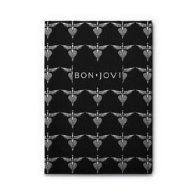 Обложка для автодокументов с принтом Bon Jovi в Новосибирске, натуральная кожа |  размер 19,9*13 см; внутри 4 больших “конверта” для документов и один маленький отдел — туда идеально встанут права | bon | jovi | бон | джови