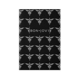 Обложка для паспорта матовая кожа с принтом Bon Jovi в Новосибирске, натуральная матовая кожа | размер 19,3 х 13,7 см; прозрачные пластиковые крепления | bon | jovi | бон | джови
