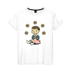 Женская футболка хлопок с принтом Eggos в Новосибирске, 100% хлопок | прямой крой, круглый вырез горловины, длина до линии бедер, слегка спущенное плечо | stranger things | очень странные дела