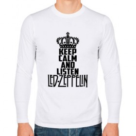 Мужской лонгслив хлопок с принтом Keep calm and listen LedZep в Новосибирске, 100% хлопок |  | Тематика изображения на принте: led zeppelin | джимми пейдж | джон генри бонэм | джон пол джонс | лед зеппелин | роберт плант
