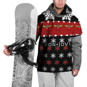 Накидка на куртку 3D с принтом Праздничный Bon Jovi в Новосибирске, 100% полиэстер |  | Тематика изображения на принте: bon | jovi | бон | группа | джови | новогодний | новый год | праздник | рождество | рок | снежинки