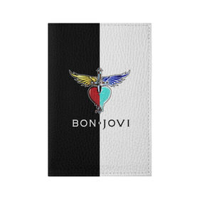 Обложка для паспорта матовая кожа с принтом Bon Jovi в Новосибирске, натуральная матовая кожа | размер 19,3 х 13,7 см; прозрачные пластиковые крепления | bon | jovi | бон | бон джови | джови | рок группа