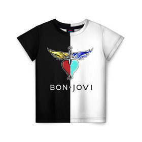 Детская футболка 3D с принтом Bon Jovi в Новосибирске, 100% гипоаллергенный полиэфир | прямой крой, круглый вырез горловины, длина до линии бедер, чуть спущенное плечо, ткань немного тянется | bon | jovi | бон | бон джови | джови | рок группа