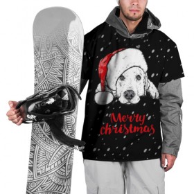 Накидка на куртку 3D с принтом Собака Санта в Новосибирске, 100% полиэстер |  | Тематика изображения на принте: дед мороз | зима | новогодний | рождество | снег | шапка