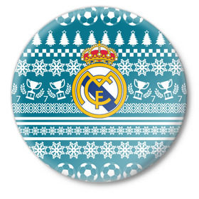 Значок с принтом Ronaldo 7 Новогодний в Новосибирске,  металл | круглая форма, металлическая застежка в виде булавки | fc | real madrid | реал мадрид | спорт | спортивные | фк | футбол | футбольный клуб