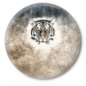 Значок с принтом Tiger в Новосибирске,  металл | круглая форма, металлическая застежка в виде булавки | Тематика изображения на принте: 