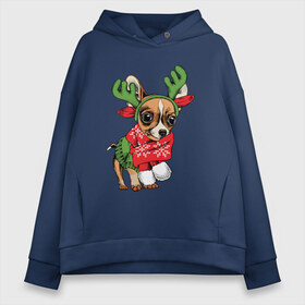 Женское худи Oversize хлопок с принтом Год собаки в Новосибирске, френч-терри — 70% хлопок, 30% полиэстер. Мягкий теплый начес внутри —100% хлопок | боковые карманы, эластичные манжеты и нижняя кромка, капюшон на магнитной кнопке | christmas | deer | dog | holiday | horns | new year | scarf | snow | snowflakes | sweater | winter | зима | новый год | олень | праздник | рога | рождество | свитер | снег | снежинки | собака | шарф